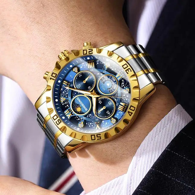Binbond B7741 7741 Waterproof Luminous Chronograph Original Men Clock Sports Date Stainless Steel Quartz Men's Watches Reloj