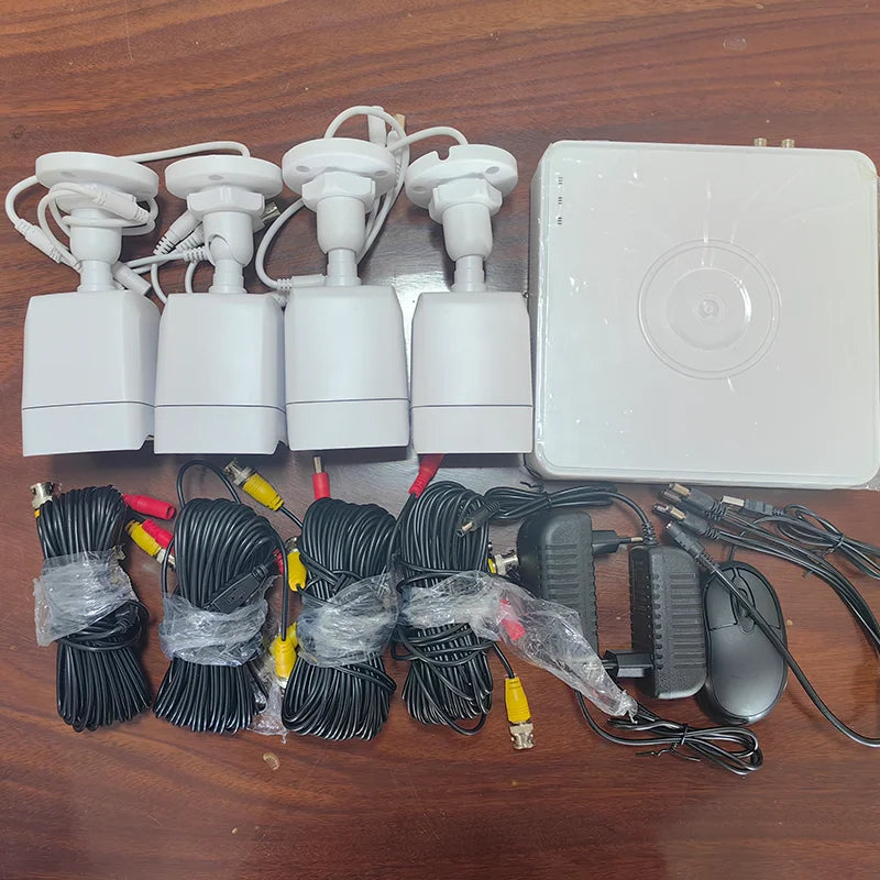 HD Lens 3.6mm 4CH 2MP Bullet Camera Home Security IP67 Full Color Night Vision AHD CCTV Camera System Analog XVR Kit