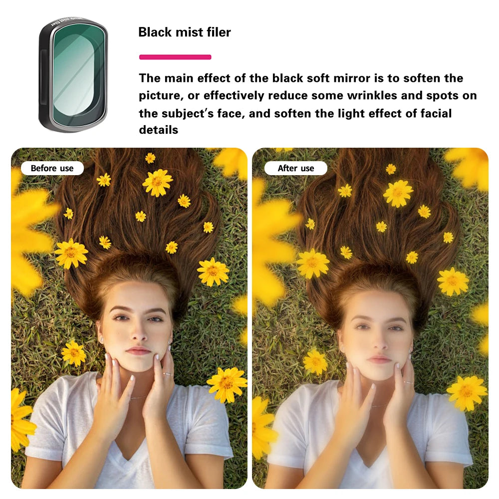 ZOMEI Lightweight Aluminum Alloy and Tempered Glass Magnetic Lens Filters Soft Streak Soft Black for OSMO POCKET 3