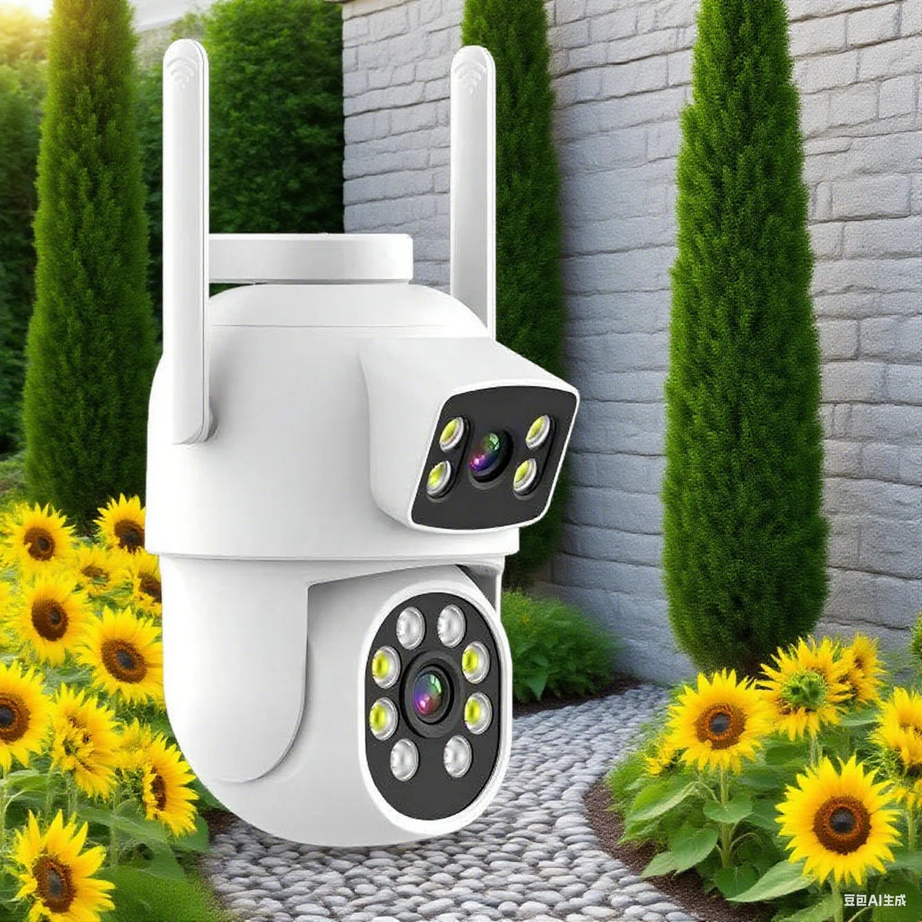 Advanced IP Dome Camera Home Security System 360°Wide Angle Two Way Audio PTZ Wifi Dual Lens Camera