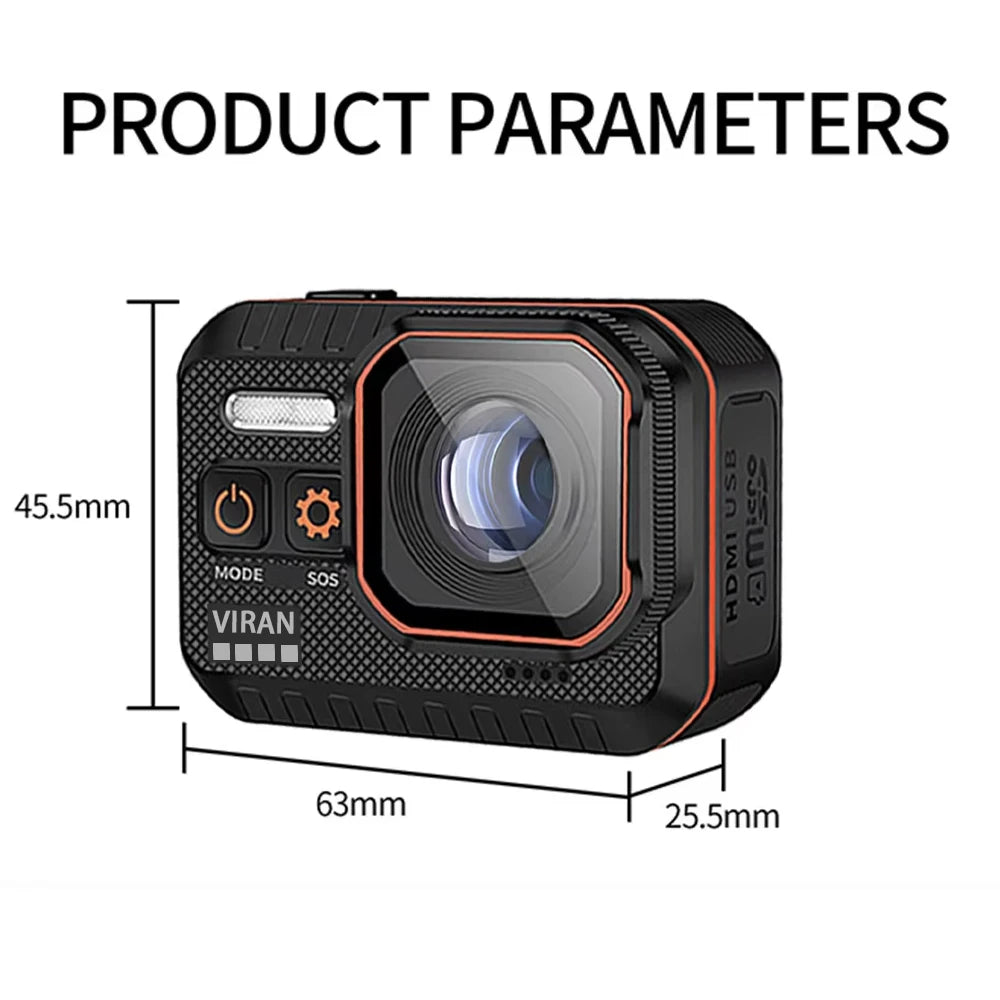 4K Ultra HD 1080p 2.0-inch Touch Screen Remote Control Action Camera MicroSD Waterproof Shockproof Helmet Mountable for Skiing