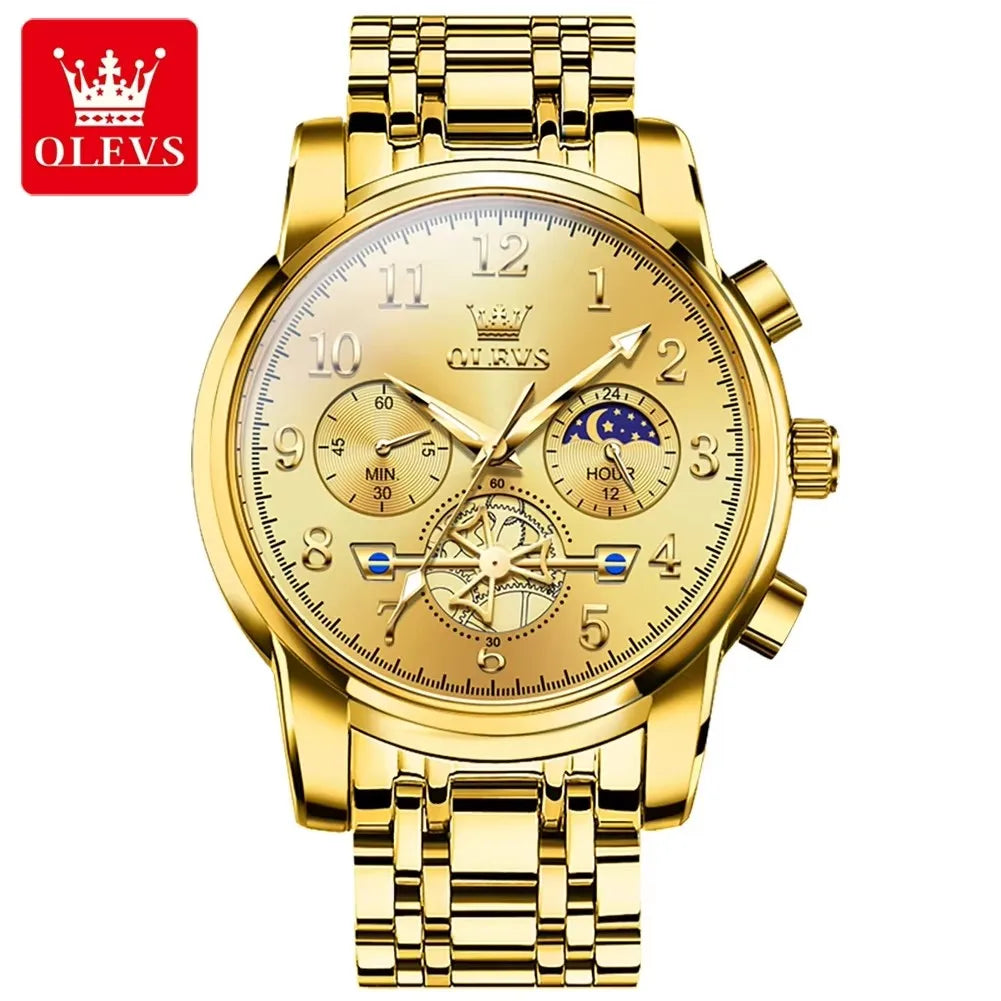 OLEVS 2900 Men's Watches Business Top Luxury Quartz Men Stainless Steel Strap Waterproof Luminous Hands Wristwatch Reloj Hombre