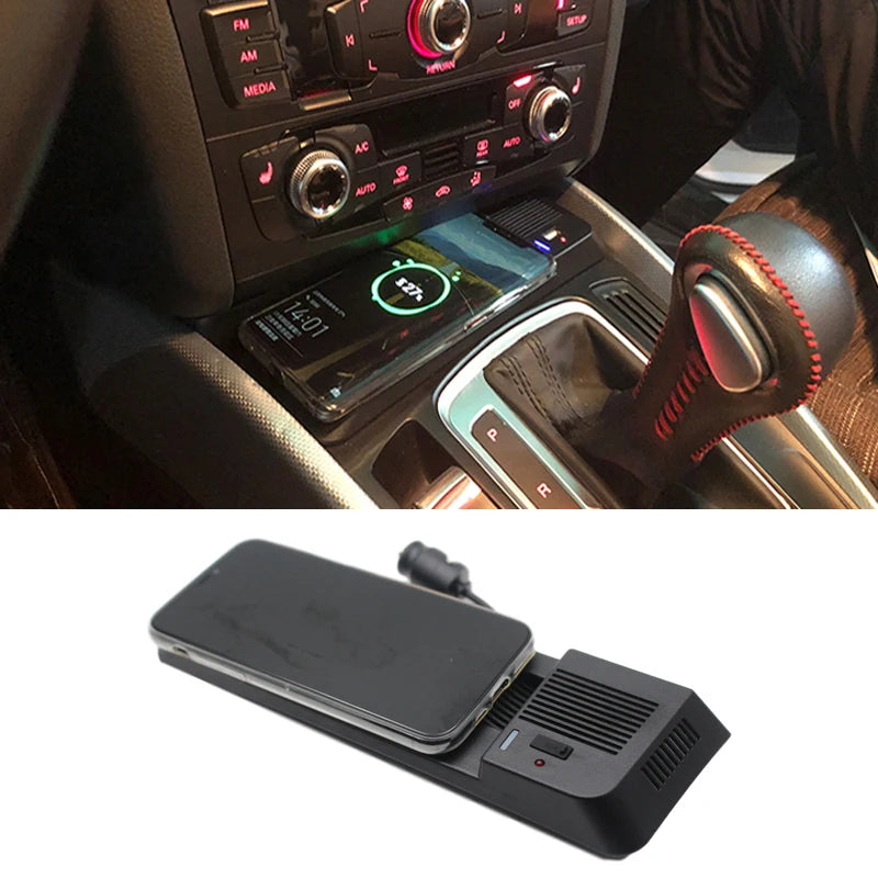 Wireless Charger For Audi 2008-2016 A4 S4 RS4 A5 S5 RS5 Q5 SQ5 B8 Mobile Phone USB Charger Charging Holder Car Accessories