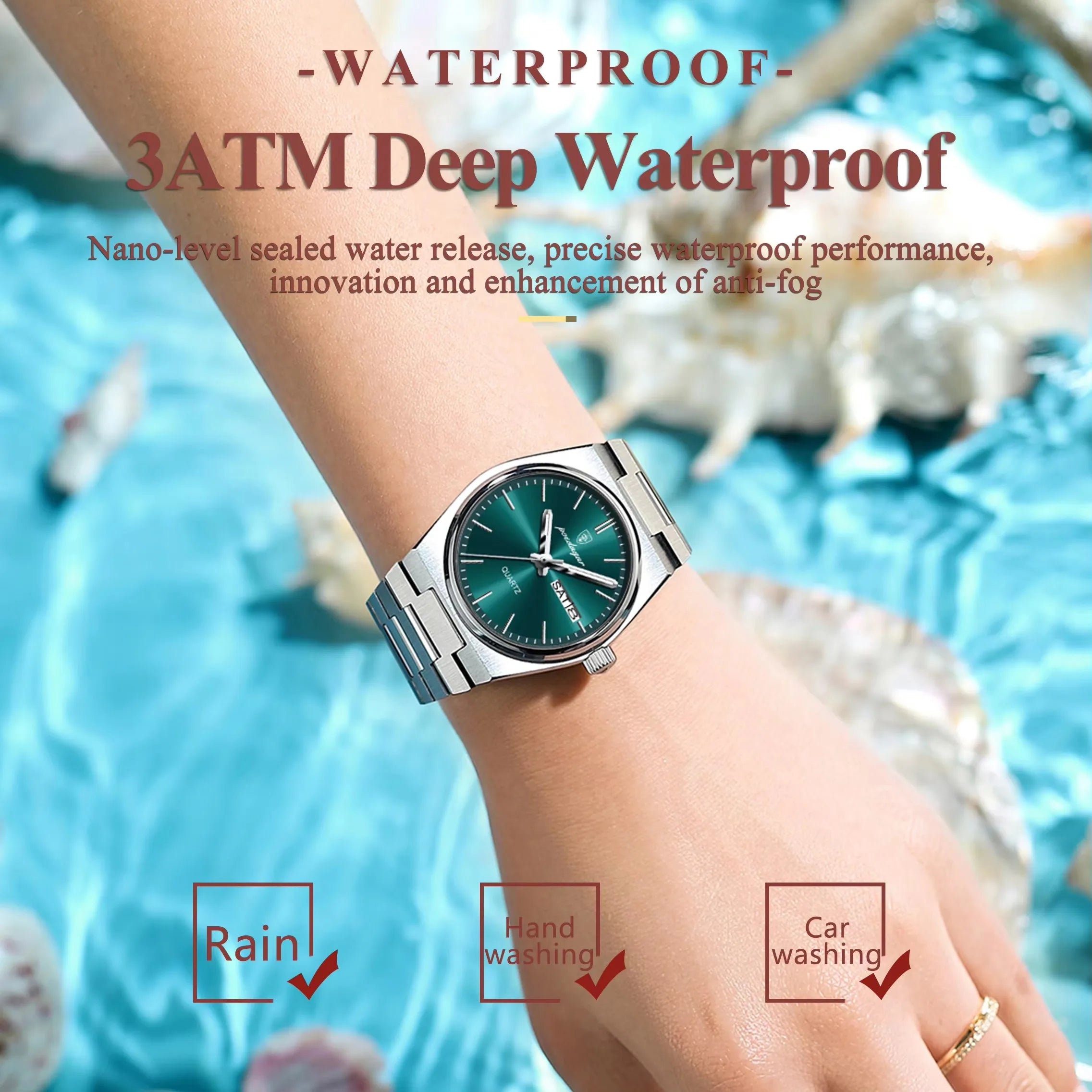 POEDAGAR 786 Ladies Wristwatch Waterproof Luminous Date Week Women's Watches Female Simple Stainless Steel Women Quartz Watch