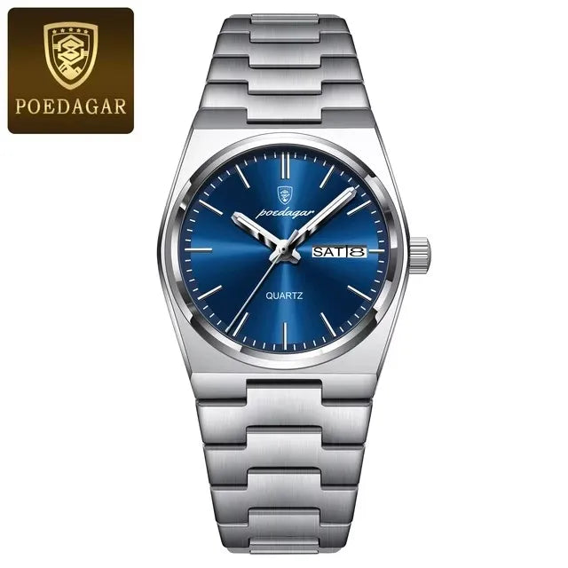 POEDAGAR 786 Date Week Stainless Steel Women's Watches Luxury Watch Woman Ladies Elegant Quartz Watch Waterproof Luminous Clock