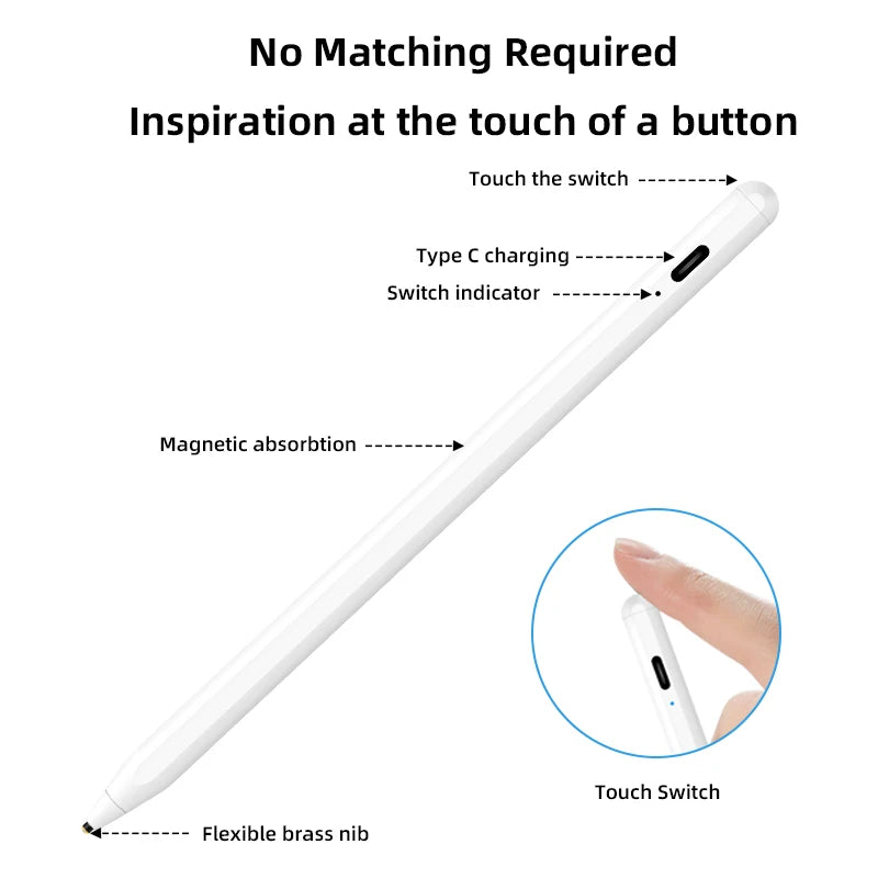 Hot Sale Texture Aluminum Magnetic Design Universal Active Capacitive Stylus Pen for Capacitive Screen Tablet