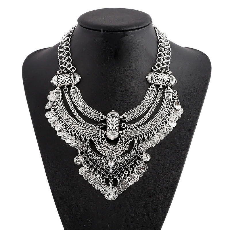 2025 New Fashion Vintage Indian Statement Necklace Women Jewelry Maxi Long Big Chunky Boho Ethnic Large Collar Choker Necklace