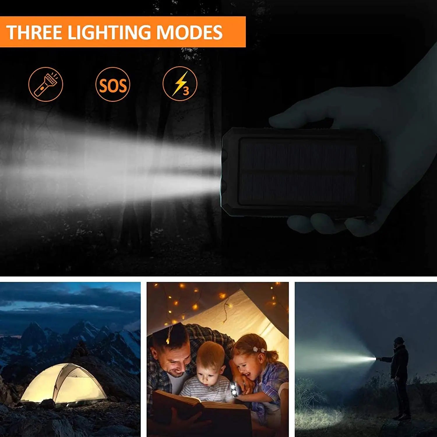 Outdoor Portable 20000mah Solar Power Bank Dual Usb 5V 2A Camping Solar Battery Pack Solar Power for Phone