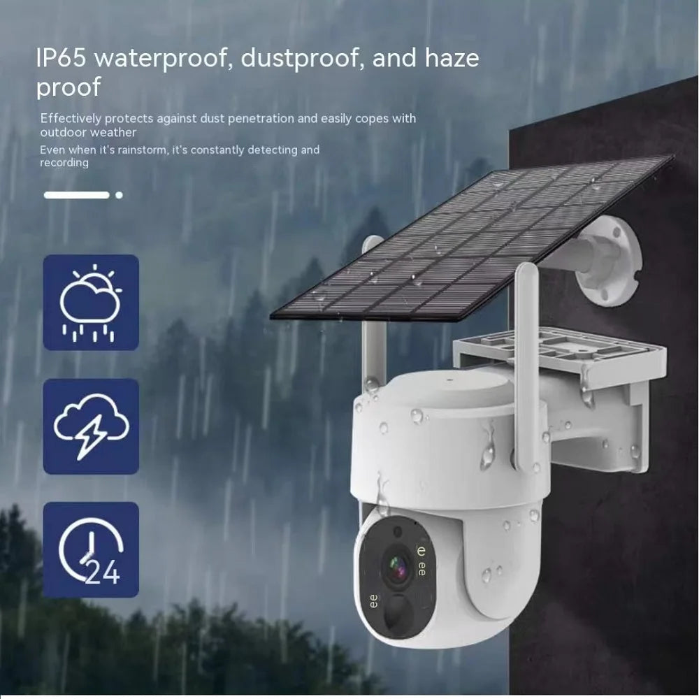 4MP Smart Outdoor Solar Powered Camera Wifi Battery Cameras for Home Security PTZ WiFi Wireless Solar Security Camera