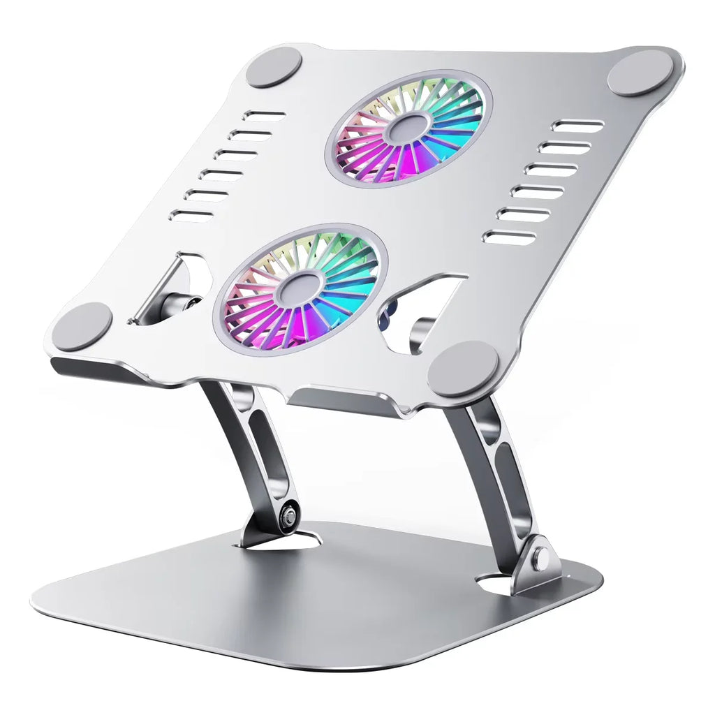 Foldable  Aluminum 360 Rotation Laptop Stand With Cooling Fan Ergonomic Adjustable  Laptop Holder for Office Business Gifts