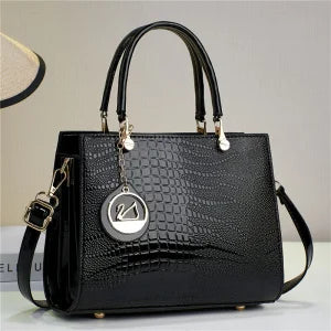 2026 Large Capacity Handbag, Lizard Pattern, Glossy Leather, High-end Feeling, Cross-border Minimalist Women's Bag