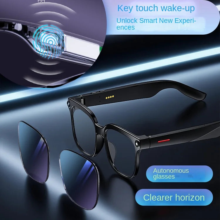 Smart Photography Sunglasses-IPX-6 Waterproof for Voice Call 1080p Video Touch Control Wireless Charging for Tr90 Glasses