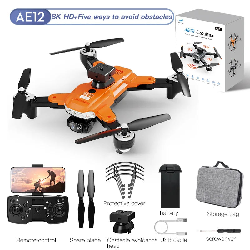 AE12 Foldable RC Quadcopter Drone 4K Dual Camera WIFI FPV Remote Control Altitude Hold 20-Minute Flight Time 100-Meter Range