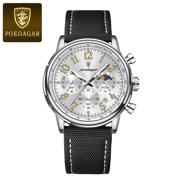 2026 New POEDAGAR 808 Luxury Men Clock Waterproof Luminous Chronograph Men's Watches Quartz Nylon Leather Sports Watches for Men