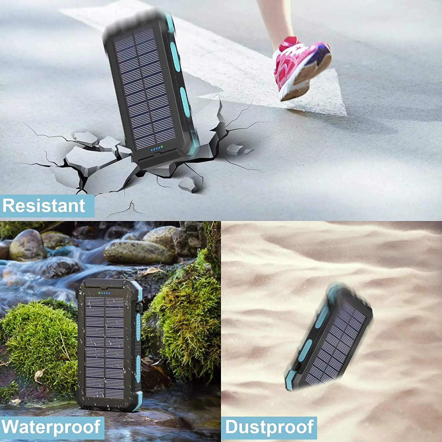 2025 High Capacity Charger 20000mah Waterproof Solar Power Bank Mobile Powerbank Solar Energy Power Banks for Mobile Phone
