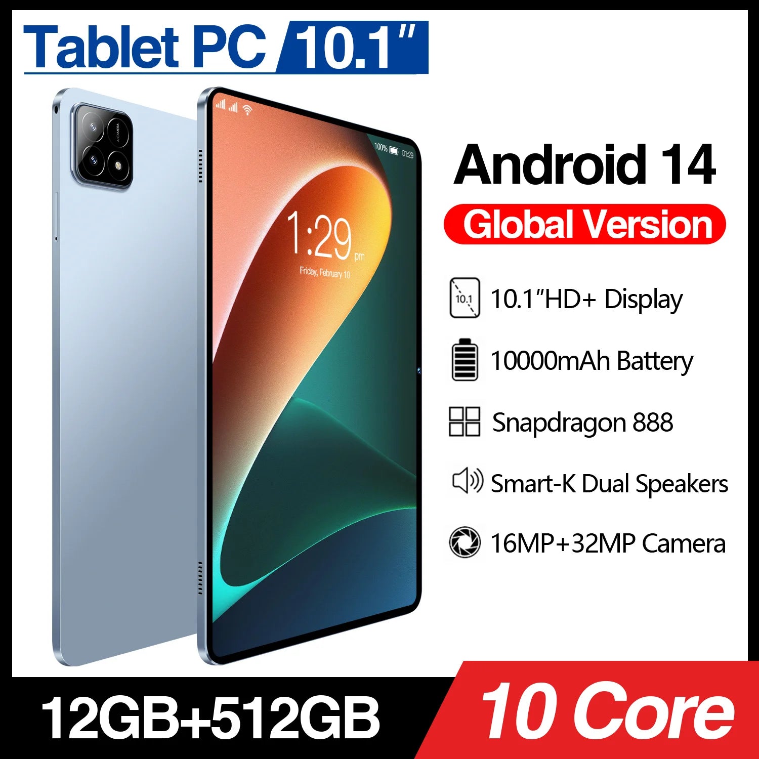 Pad 6S Business Smart Tablet 5G 12GB 512GB 32MP Rear Cam 10 Core Android 14