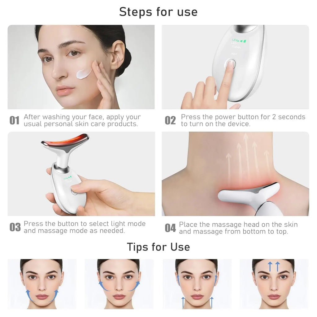 Hot Sale 7 in 1 Face Lift Device Red-light-therapy Microcurrent Multifunctional Facial Neck Massager for Skin Care at Home