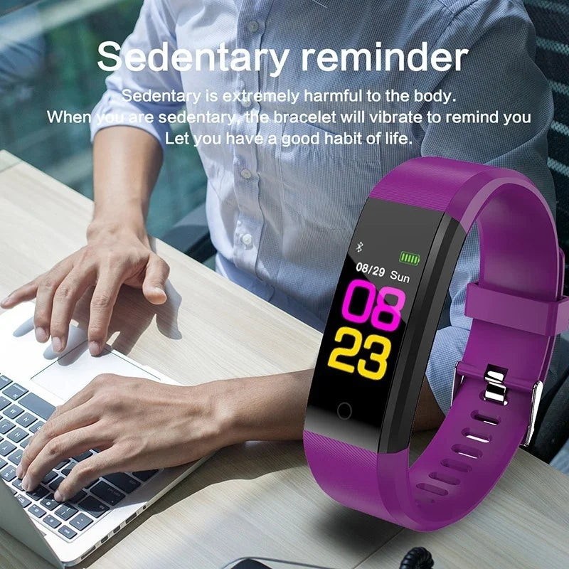 New 115Plus Smart Watch Health Bracelet with Heart Rate & Blood Pressure Monitoring Fitness Tracker Bluetooth Wristband