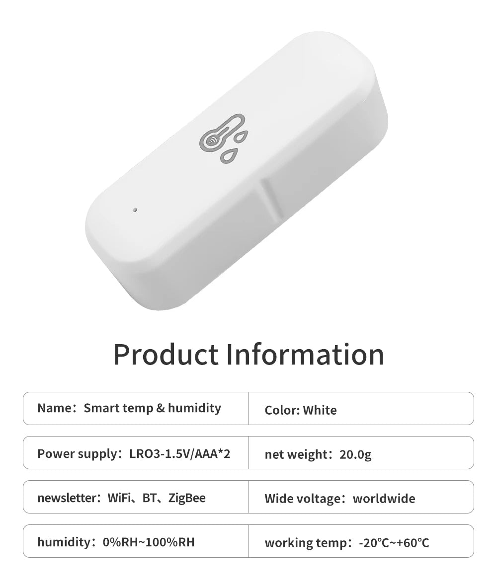 Tuya WiFi APP Remote Monitor Smart Home Var Smart Life Work Assistant Hygrothermograph Measure Temperature and Humidity Sensor