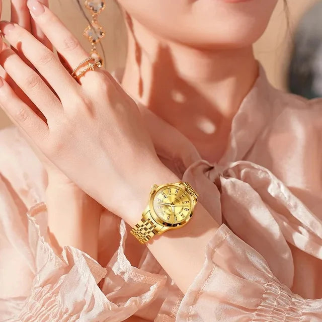 OLEVS 3620 Women's Watches Elegant Fashion Quartz Ladies Leisure Diamond Dial Life 3Bar Waterproof Luminous Hands  Wristwatch