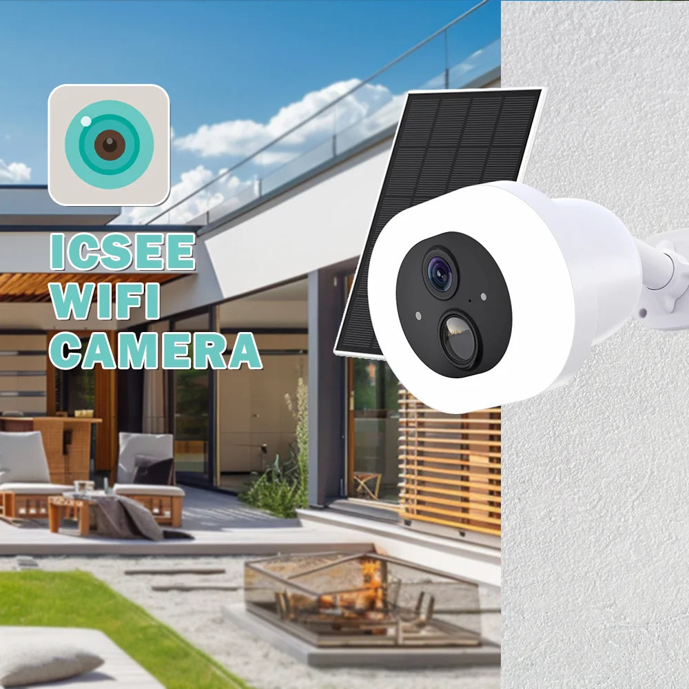 ICSEE 3MP Dome Camera Solar Courtyard Lighting Wide Angle Night Vision Low Power Outdoor WIFI Alarm Cloud Storage