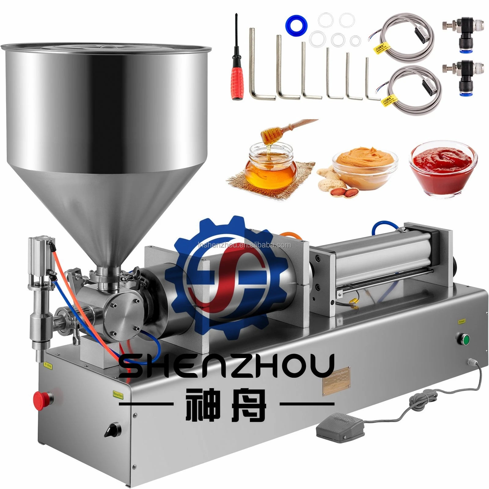 Horizontal Pneumatic 10ml-1000ml Semi Automatic Coffee Juice Sauce 304 Stainless Steel Liquid Filling Machine