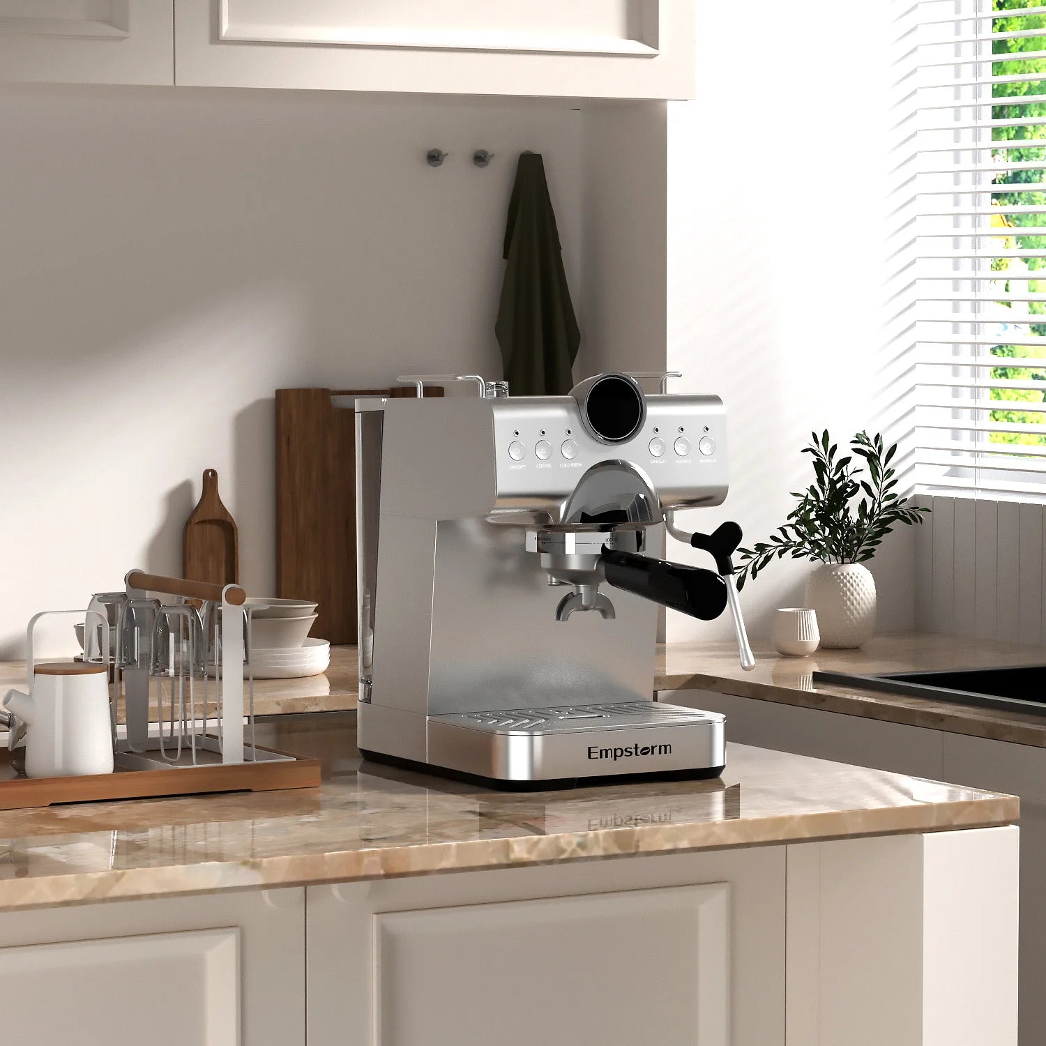 For CB1 New Design High Quality Electric Semi-Automatic Coffee Maker with Cold Brew & Milk Frother for Household Use