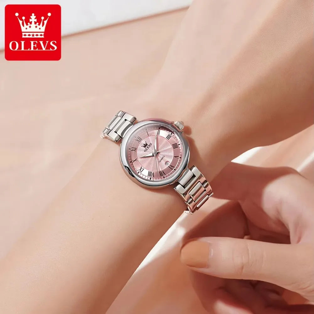OLEVS 5608 Women's Watches Fashion Light Luxury Original Wristwatch Waterproof Luminous Chronograph Date Quartz Movement Watches