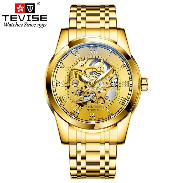 TEVISE T9005D Charm Hollow Luminous Automatic Life Waterproof 9005D Mechanical Luxury Stainless Steel Strap Men's Watches