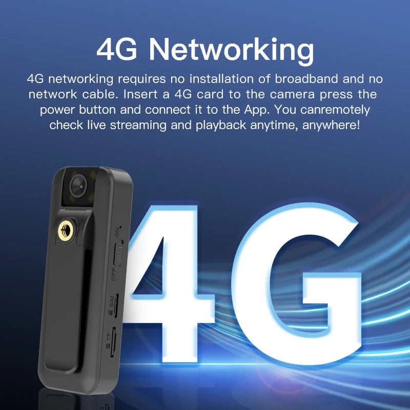 WD10  Hot Selling 4G Body Worn Camera Home Security Mini Camera Low-Power Body Worn and Car Camera for Outdoor Use