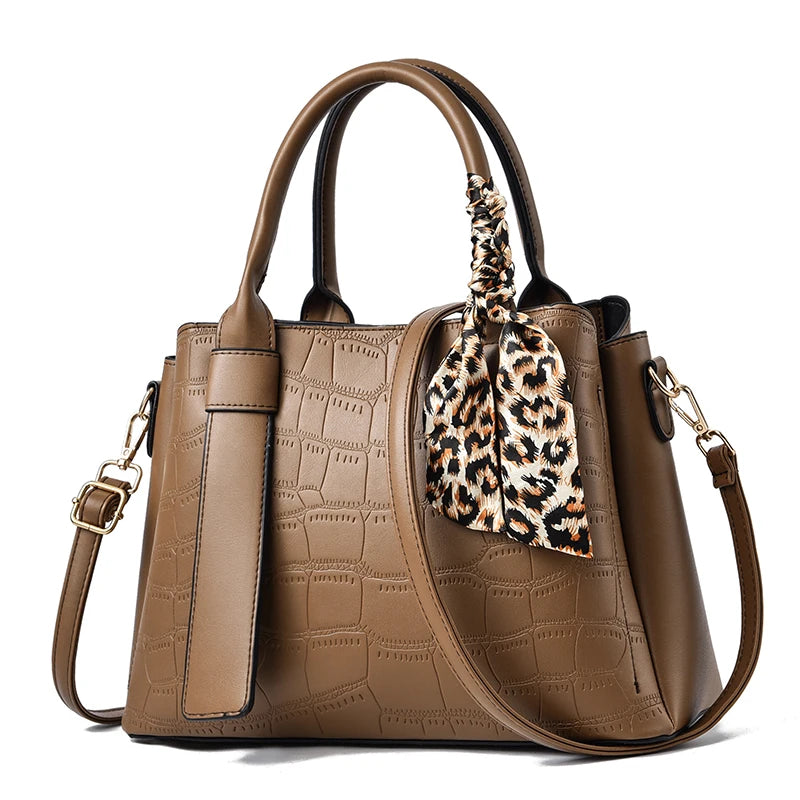 New  Adornment Crocodile Grain Large Capacity PU Leather Practical Women Handbags One Shoulder Cross Body Bag Wholesale