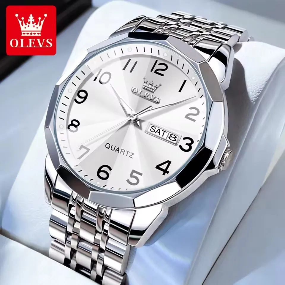 OLEVS 9970 Hot Waterproof Men's Watches Digital Quartz Watch for Man Luminous Stainless Steel Wristwatch Male Date Week