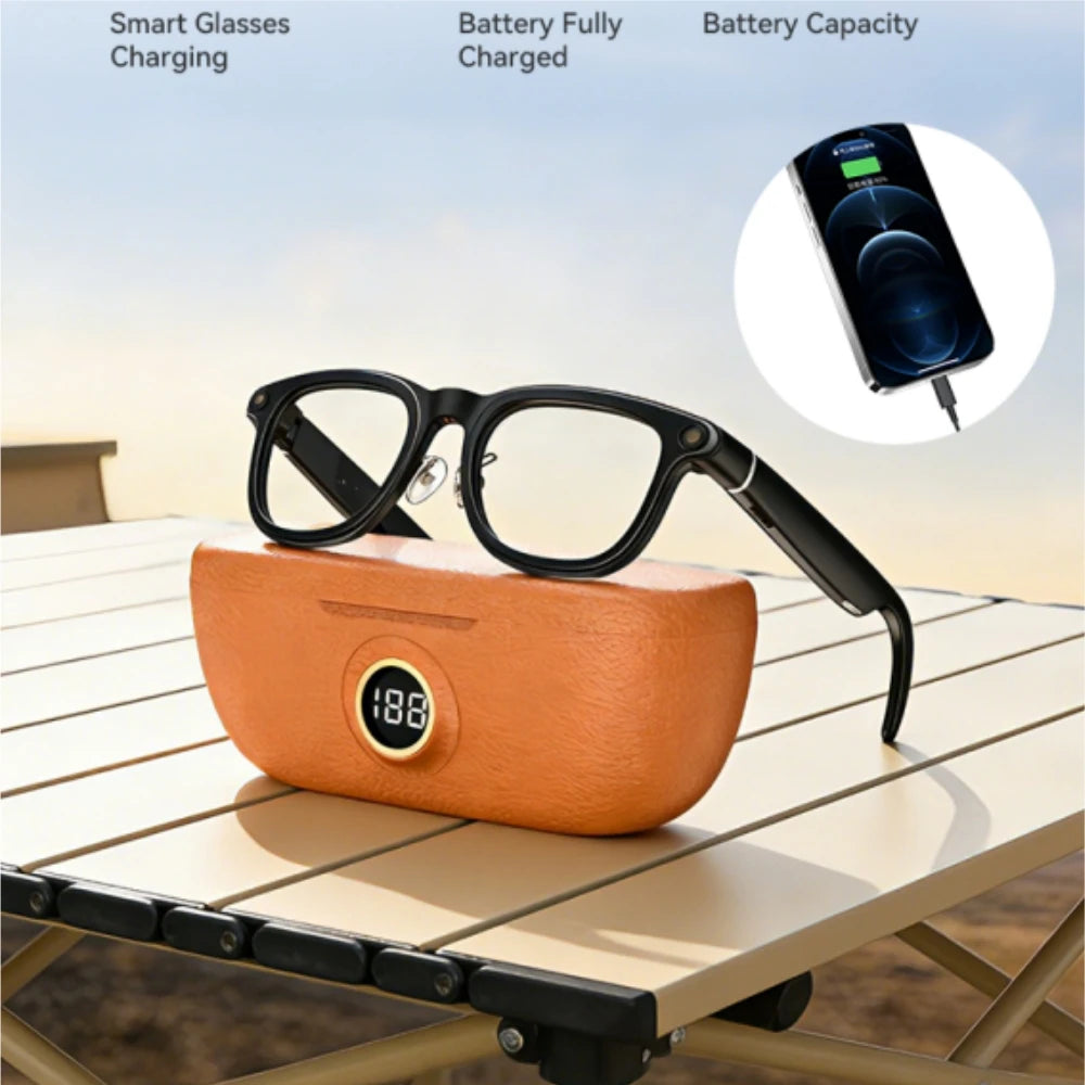 Smart AI Glasses with 3600mAh Battery 8MP Camera AI Assistant Real-Time Translation Phone Calls & Music Player-IPX-6 Waterproof