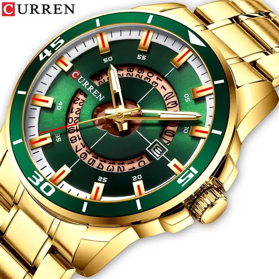 CURREN 8359 Gold Men's Watches Luxury Fashion Casual Business Stainless Steel Waterproof Date Top Brand Quartz Watch for Men