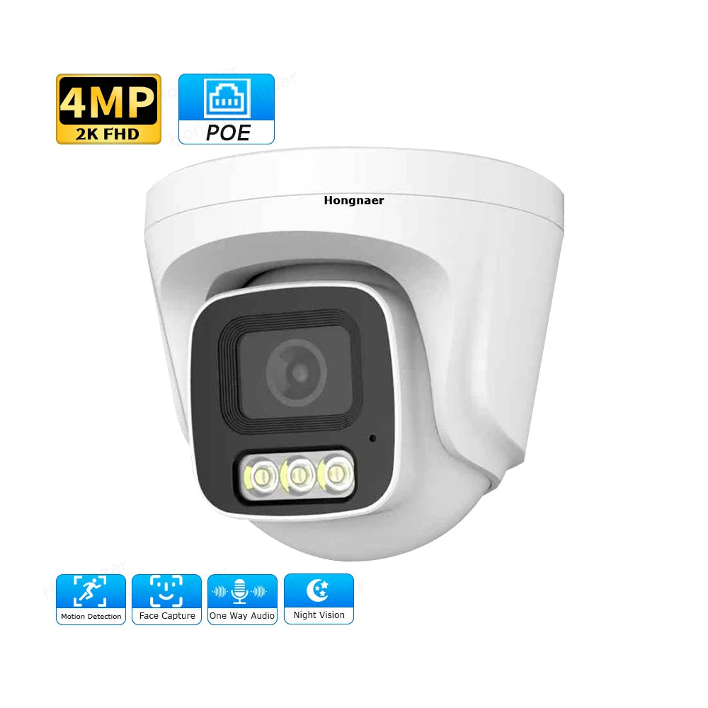 Hongnaer 4MP Face Capture Indoor POE Video Surveil Wireless Network Dome CCTV IP Camera Home Monitor Security POE IP Camera