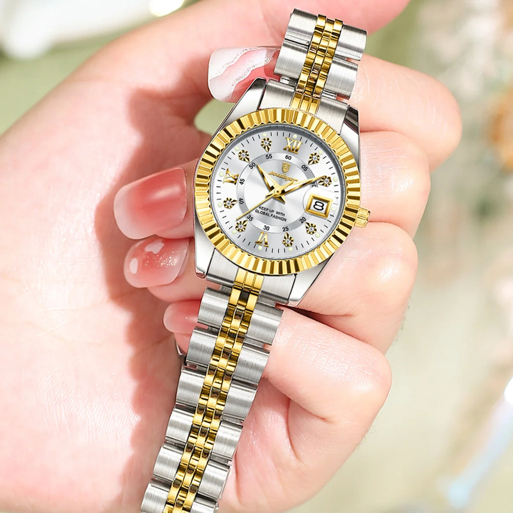 POEDAGAR 780 Luxury Elegant Watch for Women Waterproof Luminous Date Ladies Watch Stainless Steel Quartz Women's Watches Girls
