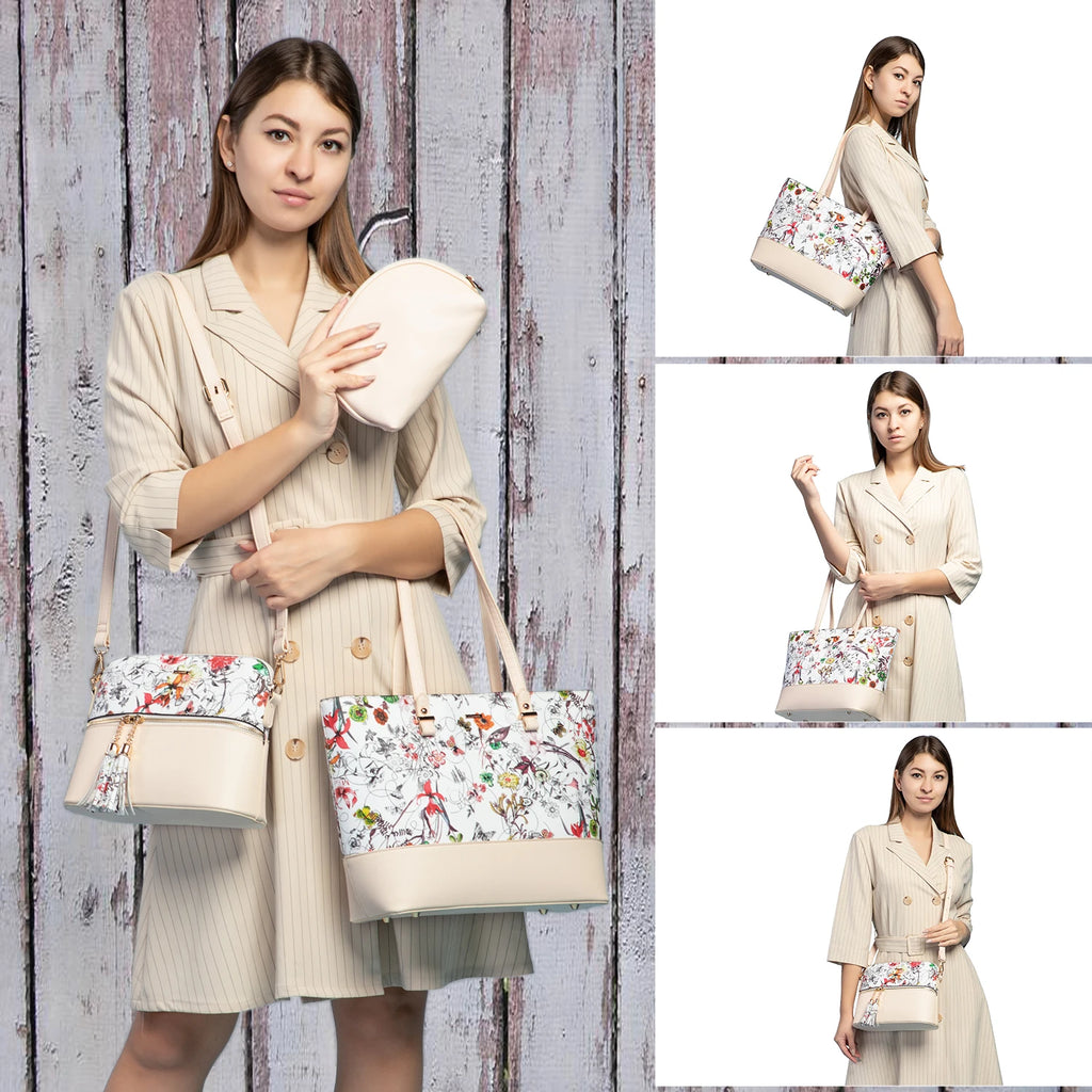 LOVEVOOK Wholesale Boutiques Luxury High Quality PU Material 3 Pieces Handbag Sets Shoulder Bag Wallet Ladies Women Handbags