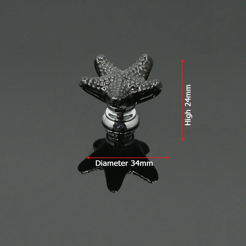 KAK Starfish Ceramic Drawer Knobs Cabinet Pulls Kitchen Handles Cartoon Furniture Handle for Kids Room Furniture Hardware