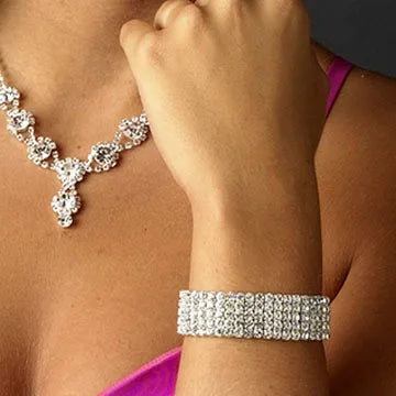 1/2/3/4/5 Rows Bracelet Fashion Wedding Jewelry For Bridal, Crystal Rhinestone Stretch Bracelet Bangle Bling Wristband For Women