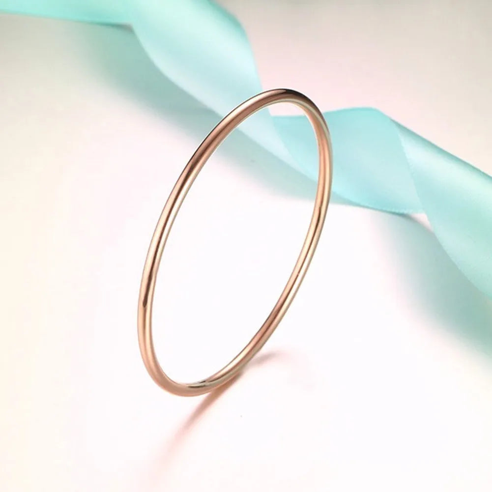 Vnox Classic Elegant Thin Bangle for Girls Kids Women, Cuff Bracelets Temperament Stainless Steel Child Chic Simple Ornaments