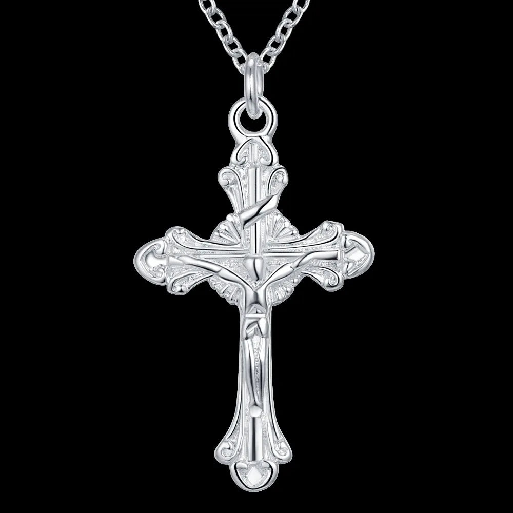 cross shiny bling sterling-silver-jewelry Necklace New Sale silver necklaces & pendants /NGSTXIOK ANLQRMGK