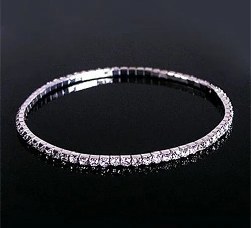 1/2/3/4/5 Rows Bracelet Fashion Wedding Jewelry For Bridal, Crystal Rhinestone Stretch Bracelet Bangle Bling Wristband For Women
