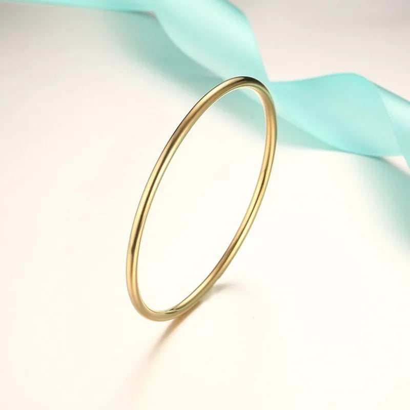 Vnox Classic Elegant Thin Bangle for Girls Kids Women, Cuff Bracelets Temperament Stainless Steel Child Chic Simple Ornaments