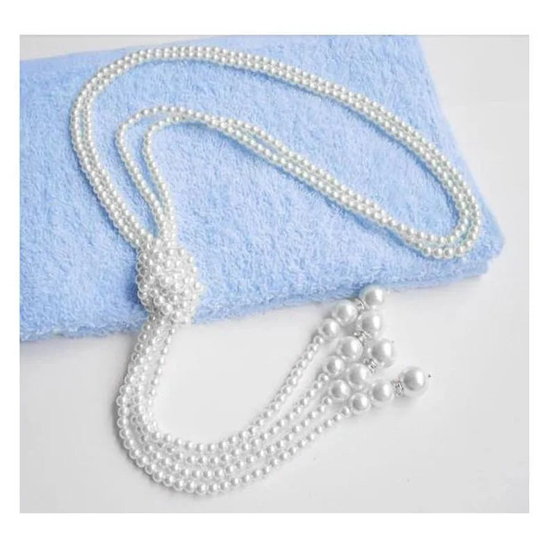 New Fashion Long Beads Chain Pearl Necklace For Women's On The Neck Statement Collier Female Jewelry Gift