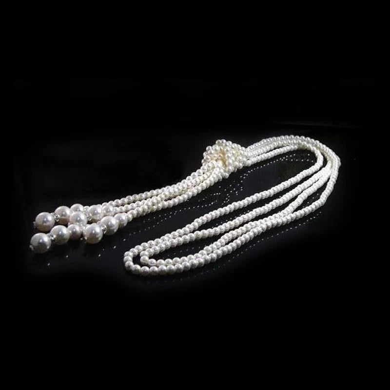 New Fashion Long Beads Chain Pearl Necklace For Women's On The Neck Statement Collier Female Jewelry Gift