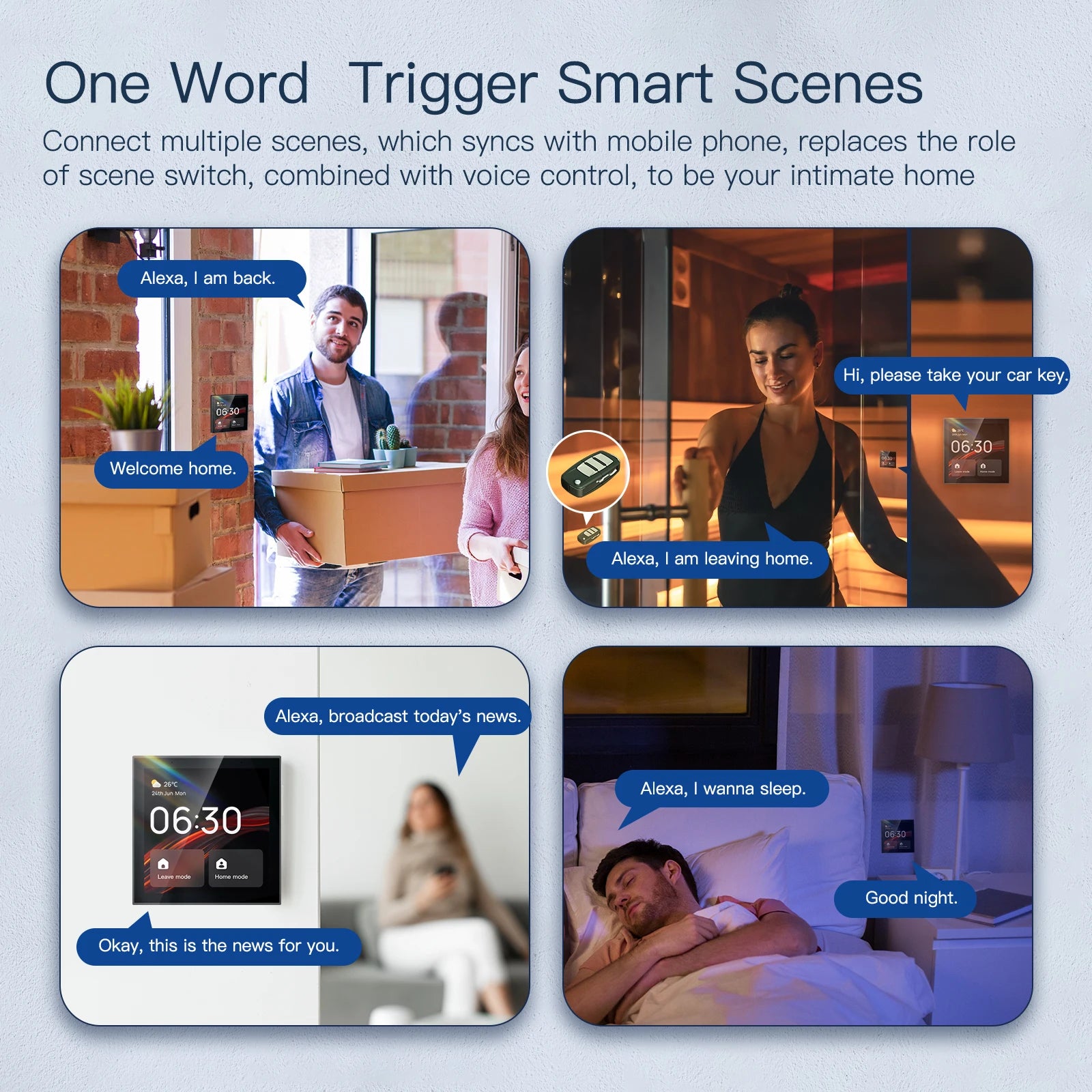 2025 Golden Security New Smart Home Zigbee Gateway Hub Touch Screen Panel with Built in Alexa Voice Control EU Standard Tuya APP