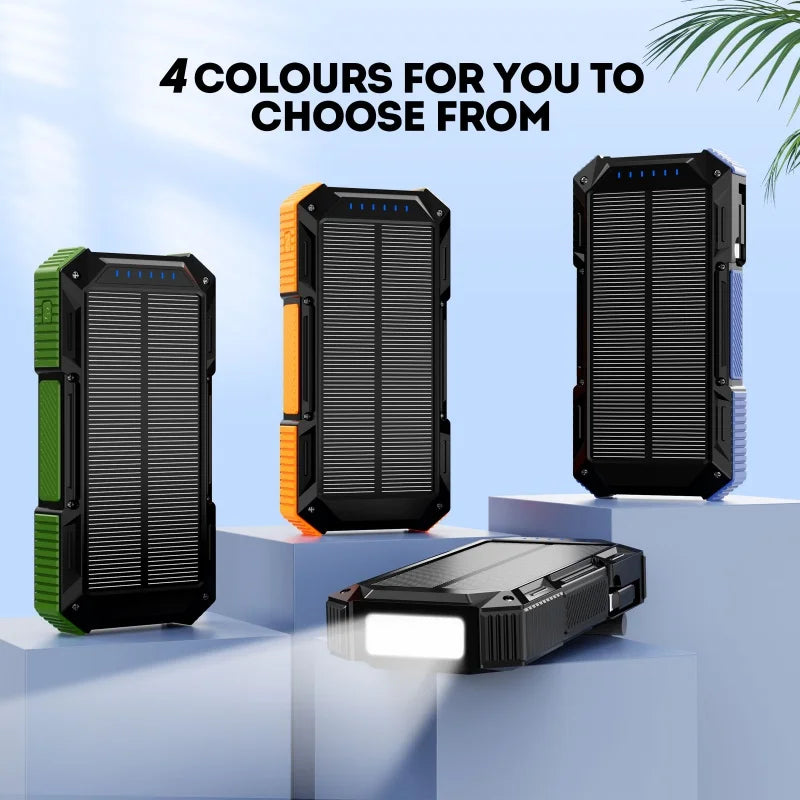 USA Stock Retractable USB C Cable Solar Power Bank 30000mAh 20000mAh Portable Battery Fast Charging Magnetic Wireless Charger