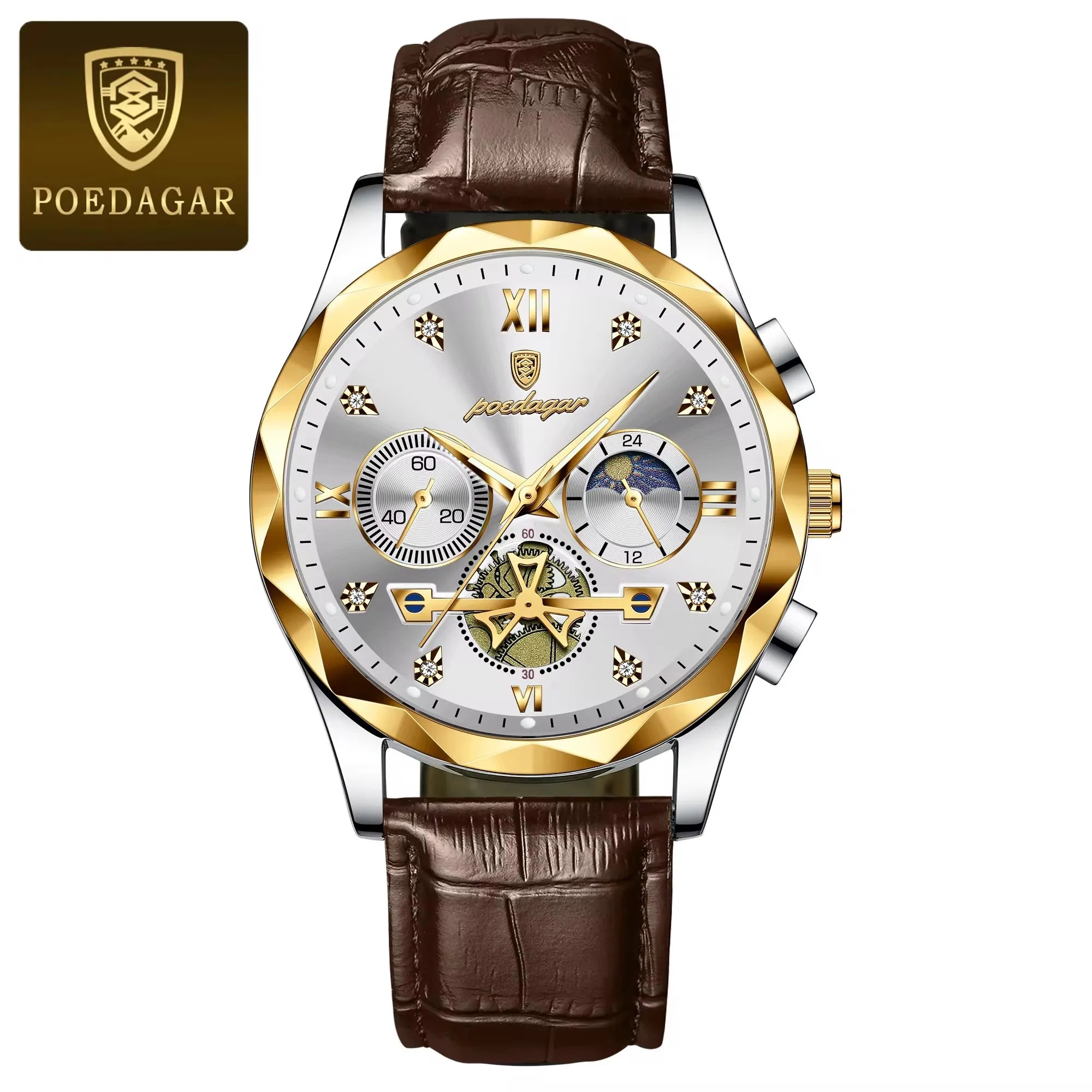 POEDAGAR 996 Luxury Business Man Wristwatch Leather Men's Watches Waterproof Luminous Male Watch for Men Quartz Clock Reloj
