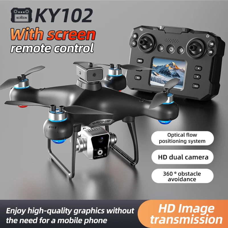 KY102 MAX Drone 4k Camera WIFI Optical Flow Positioning Obstacle Avoidance Brushless Motor Helicopter Drone with Screen Remote