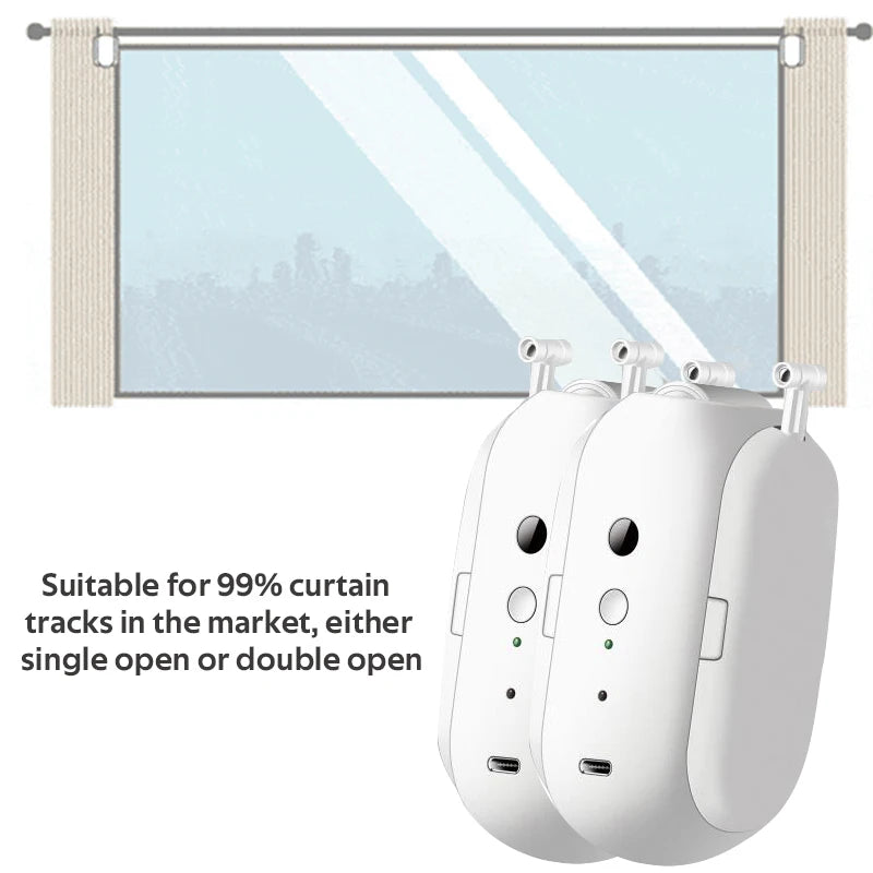 RSH Tuya Smart Round Opener for Smart Home Curtains Alexa Compatible Rechargeable Battery 7KG Load Capacity